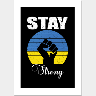 Ukraine Strong Retro Vintage Flag Posters and Art